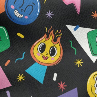 Cartoon Flame Smiley Jersey Backed Fleece