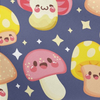 Shiny Cartoon Mushrooms Pongee