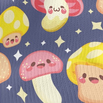 Shiny Cartoon Mushrooms Stretch Jersey