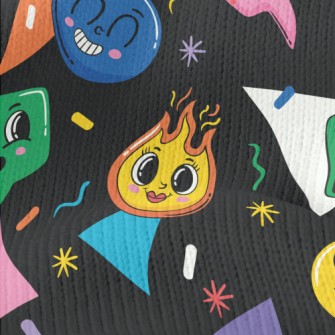 Cartoon Flame Smiley Stretch Jersey