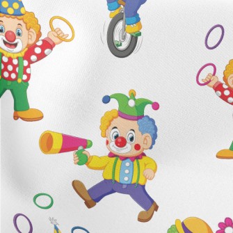Variety Of Funny Clowns Lightweight Cotton Poplin