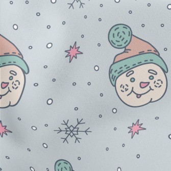 Snowman Head In Fur Hat Lightweight Cotton Poplin