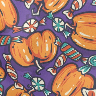 Halloween Pumpkin Candy Lightweight Cotton Poplin