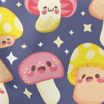 Shiny Cartoon Mushrooms Lightweight Cotton Poplin