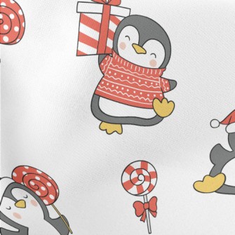 Happy Christmas Penguin Lightweight Cotton Poplin