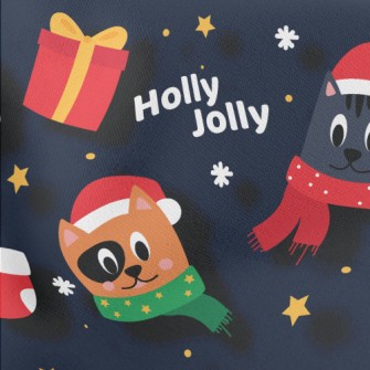 Christmas Cat Lightweight Cotton Poplin