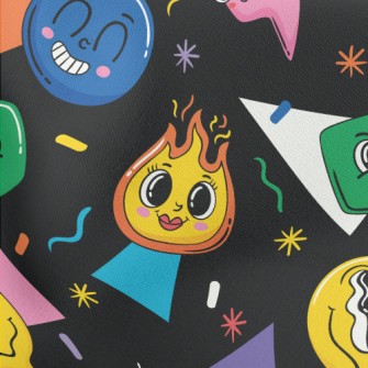 Cartoon Flame Smiley Lightweight Cotton Poplin