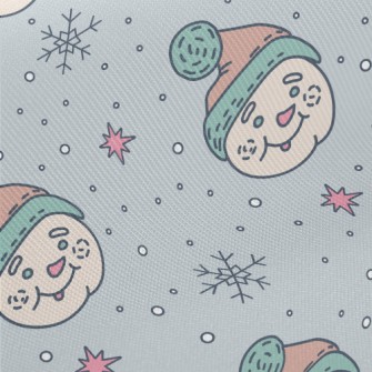 Snowman Head In Fur Hat Midweight Cotton Poplin