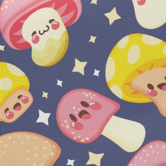 Shiny Cartoon Mushrooms Midweight Cotton Poplin
