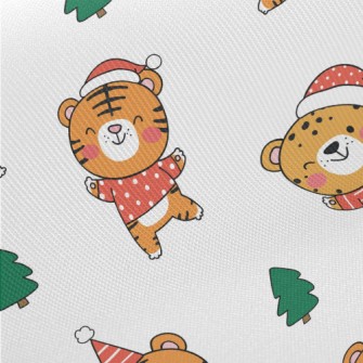 Happy Tiger Celebrates Christm Midweight Cotton Poplin