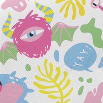 Hello Little Monster Midweight Cotton Poplin