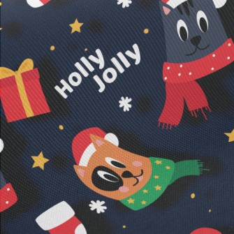 Christmas Cat Midweight Cotton Poplin