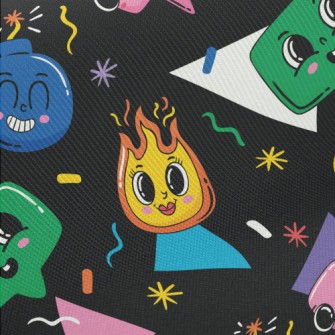 Cartoon Flame Smiley Midweight Cotton Poplin