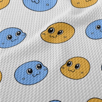 Retro Cute Smiley Face Birdseye Piqué