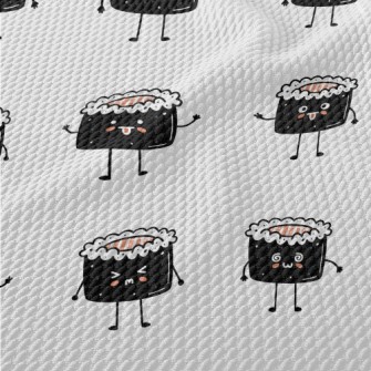 Cute Salmon Sushi Roll Birdseye Piqué