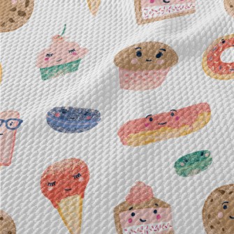 Cute Hand-painted Desserts Birdseye Piqué