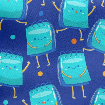 Happy Blue Note Paper Jersey Backed Fleece