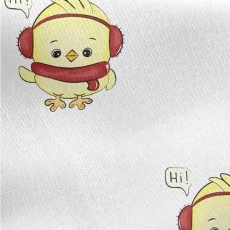 Cute Chick Saying Hello Jersey Backed Fleece