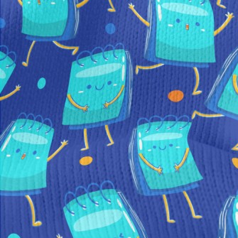 Happy Blue Note Paper Stretch Jersey