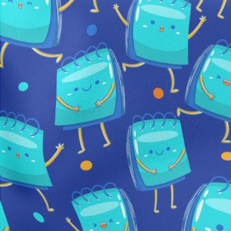 Happy Blue Note Paper Lightweight Cotton Poplin