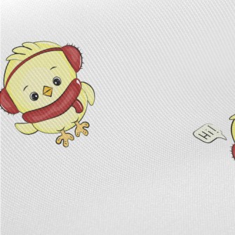 Cute Chick Saying Hello Midweight Cotton Poplin