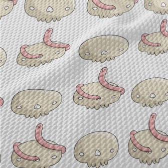 Cartoon Earthworm With Bones Birdseye Piqué