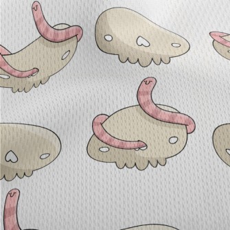 Cartoon Earthworm With Bones Athletic Mesh Flat Back