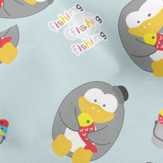 Cute Penguin Fishing Micro Fleece