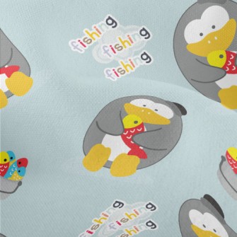 Cute Penguin Fishing Lightweight Performance Linen