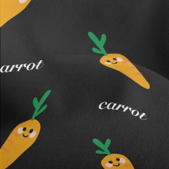 Hand Drawn Cartoon Carrot Lightweight Performance Linen