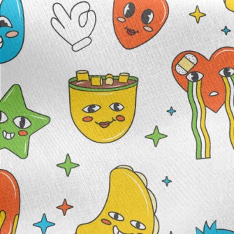 Naughty Cartoon Style Jersey Backed Fleece