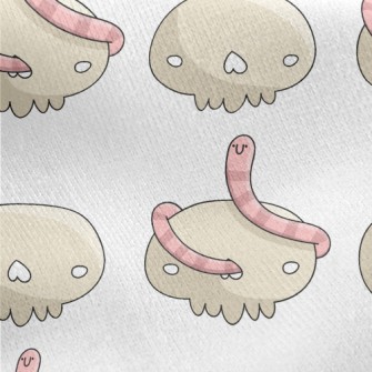 Cartoon Earthworm With Bones Jersey Backed Fleece