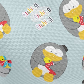 Cute Penguin Fishing Pongee