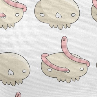 Cartoon Earthworm With Bones Pongee