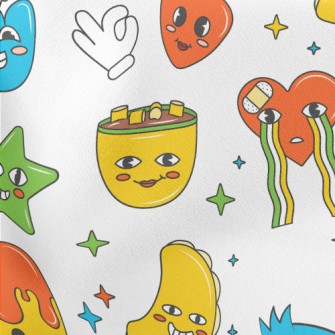 Naughty Cartoon Style Lightweight Cotton Poplin