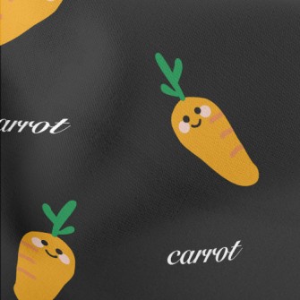 Hand Drawn Cartoon Carrot Lightweight Cotton Poplin