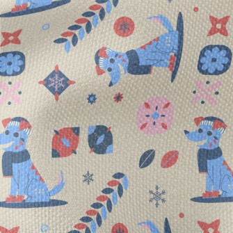 Happy Winter Puppy Waterproof Canvas