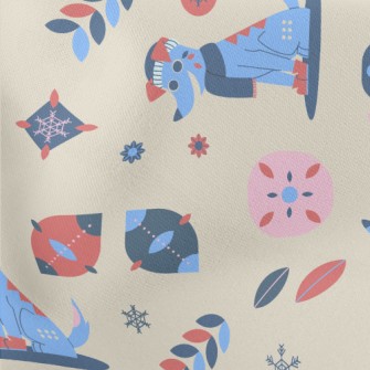 Happy Winter Puppy Lightweight Cotton Poplin