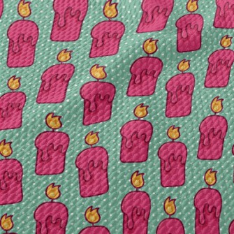 Cartoon Pink Candle Birdseye Piqué