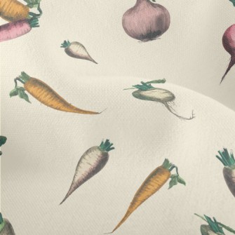 Realistic Hand Drawn Vegetable Lightweight Performance Linen