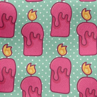 Cartoon Pink Candle Jersey Backed Fleece