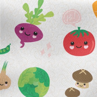 Smiling Healthy Vegetables Jersey Backed Fleece
