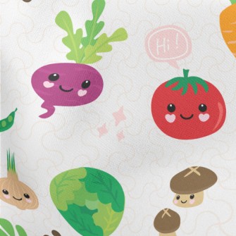 Smiling Healthy Vegetables Lightweight Cotton Poplin