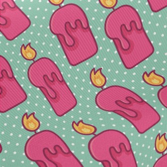 Cartoon Pink Candle Midweight Cotton Poplin