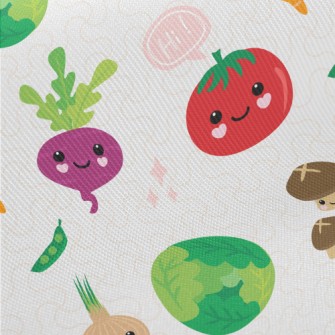 Smiling Healthy Vegetables Midweight Cotton Poplin