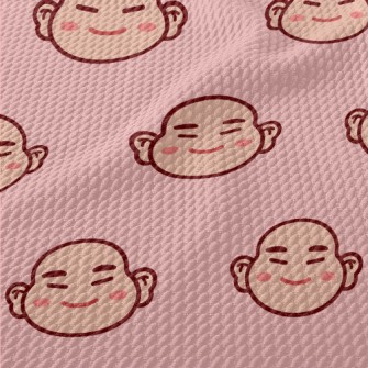 Cartoon Chinese Laughing Buddh Birdseye Piqué