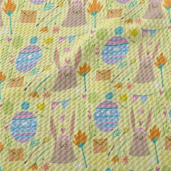 Playful Hand Drawn Easter Birdseye Piqué