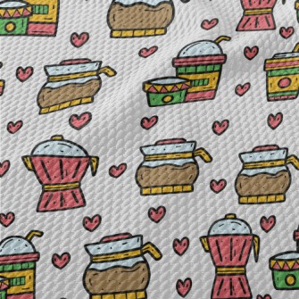 Cartoon Coffee Set Birdseye Piqué