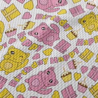 Happy Birthday Kitten Birdseye Piqué