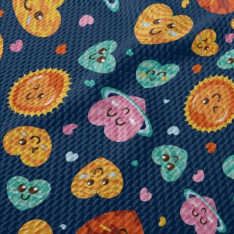 Cartoon Love Universe Birdseye Piqué